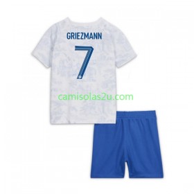 Camisolas de futebol França Griezmann 7 Criança Equipamento Alternativa World Cup 2022 Manga Curta